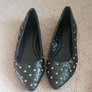 Charlotte Russe Black Flats with Gold Studs